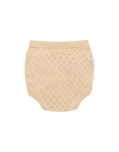 Bloomers i bomuldsstrik med hulmønster til baby