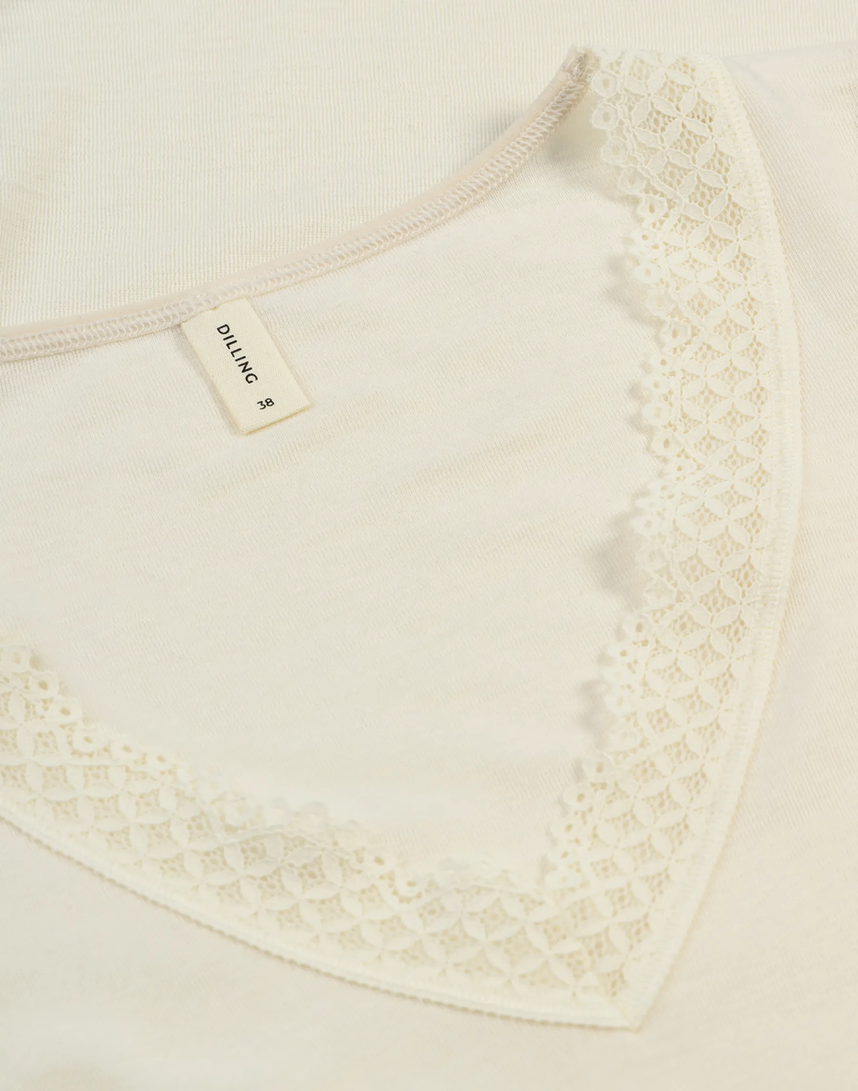 Bluse i merinould/silke med blondekant til kvinder