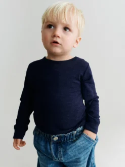 Bluse i merinould/silke til baby