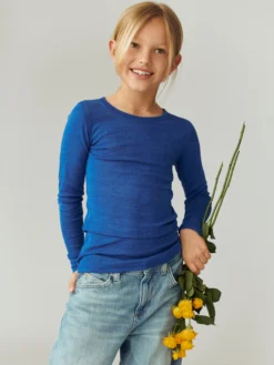 Bluse i merinould/silke til børn