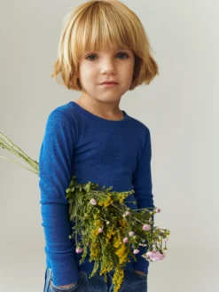 Bluse i merinould/silke til børn