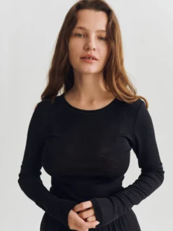 Bluse i merinould/silke til kvinder