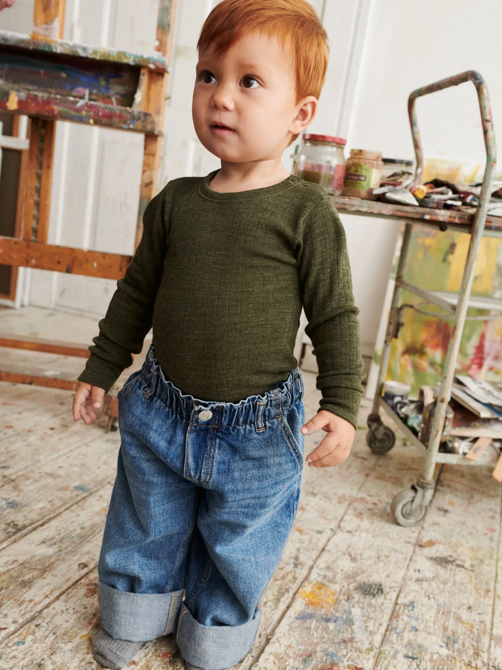 Bluse i merinould til baby