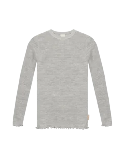 Bluse med bølgekanter i merinould til børn