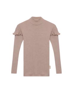 Bluse med flæser i merinould til børn