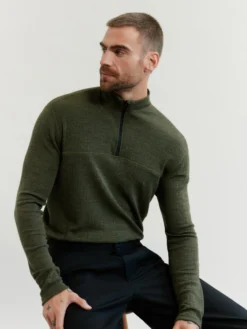Bluse med half-zip til mænd
