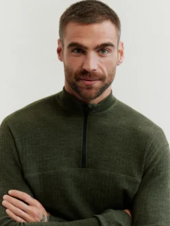 Bluse med half-zip til mænd