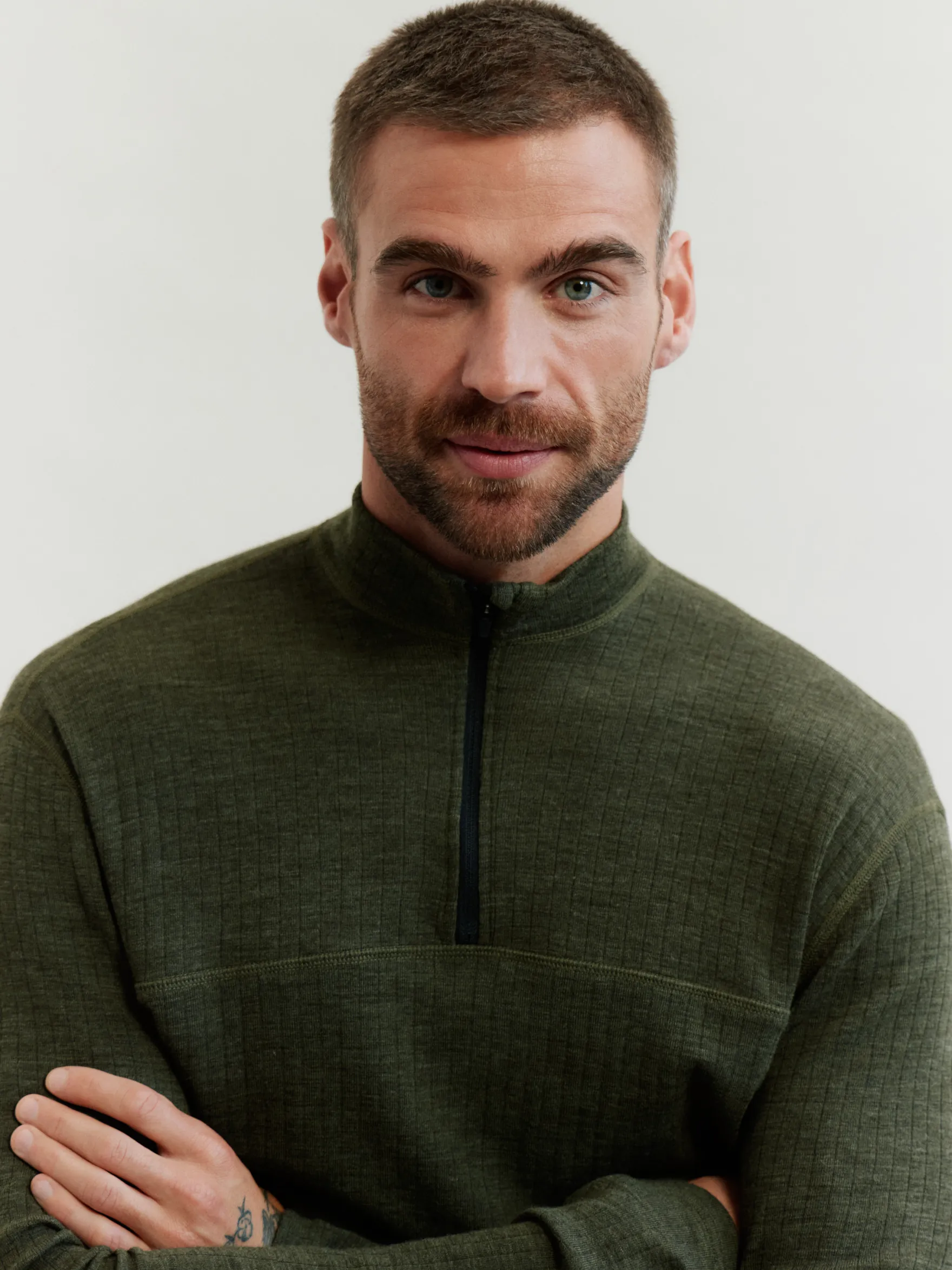 Bluse med half-zip til mænd