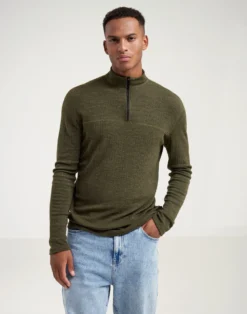 Bluse med half-zip til mænd