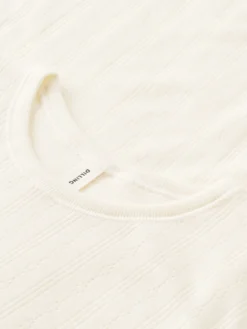 Bluse med hulmønster i merinould til kvinder
