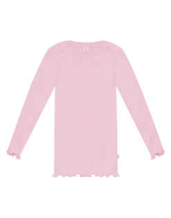 Bluse med hulmønster i merinould/silke til baby