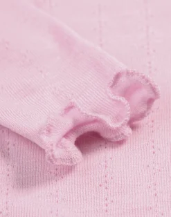 Bluse med hulmønster i merinould/silke til baby