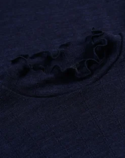 Bluse med hulmønster i merinould/silke til børn