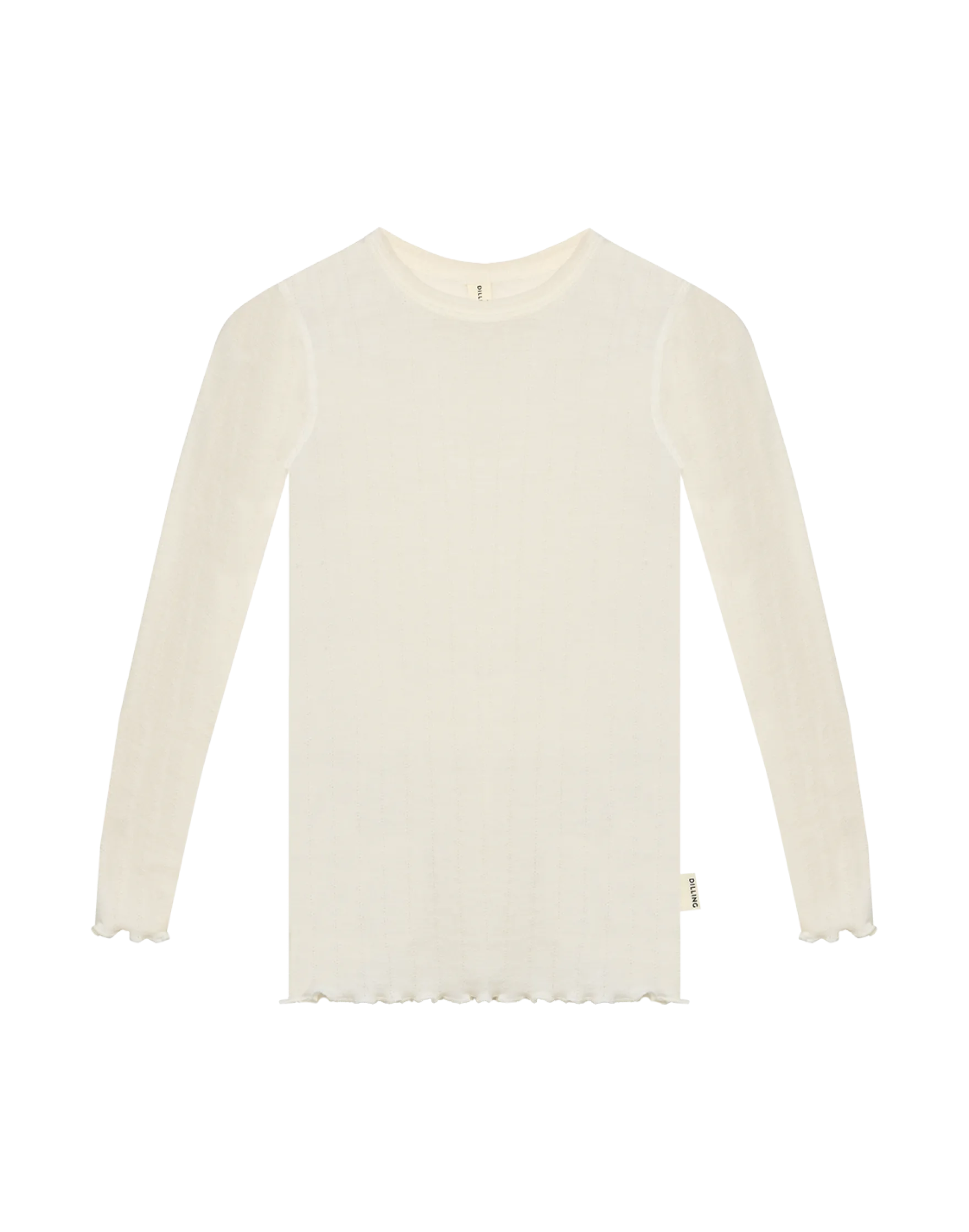 Bluse med hulmønster i merinould/silke til børn
