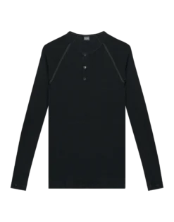 Bluse med knapper i merinould til mænd