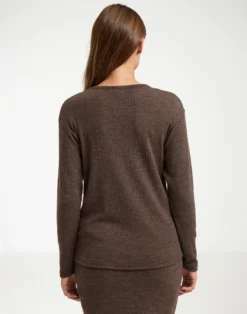 Bluse med V-hals i merinould til kvinder