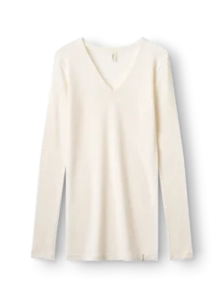 Bluse med V-hals i merinould til kvinder