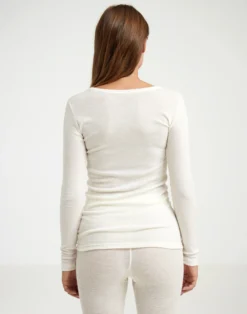 Bluse med V-hals i merinould til kvinder