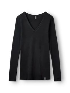 Bluse med V-hals i merinould til kvinder