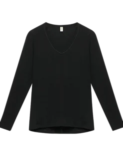 Bluse med V-hals i merinould til kvinder