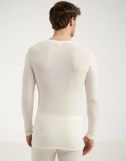 Bluse med V-hals i merinould til mænd