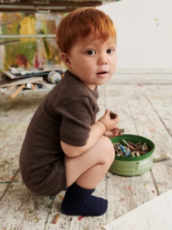 Body i merinould med korte ærmer til baby