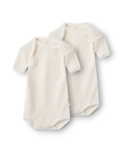 Body med korte ærmer i merinould til baby (2-pak)