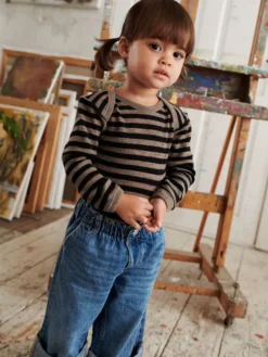 Body med lange ærmer i merinould til baby