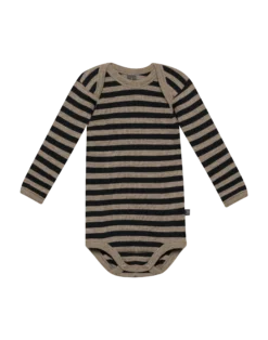 Body med lange ærmer i merinould til baby