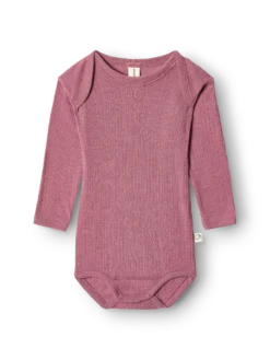 Body med lange ærmer i merinould til baby