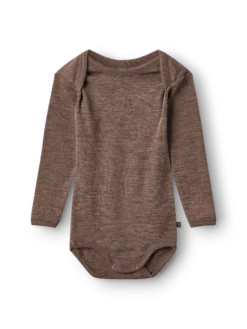 Body med lange ærmer i merinould til baby