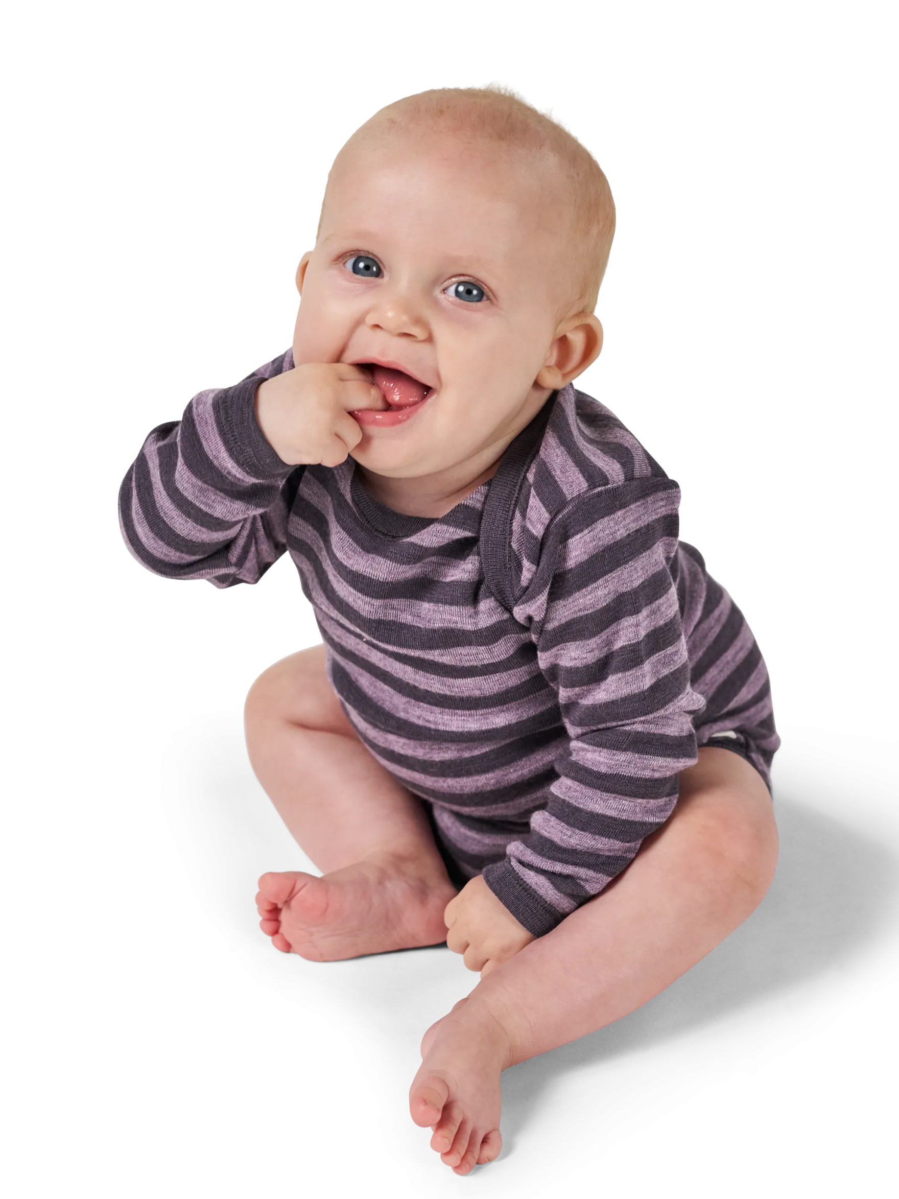 Body med lange ærmer i merinould til baby
