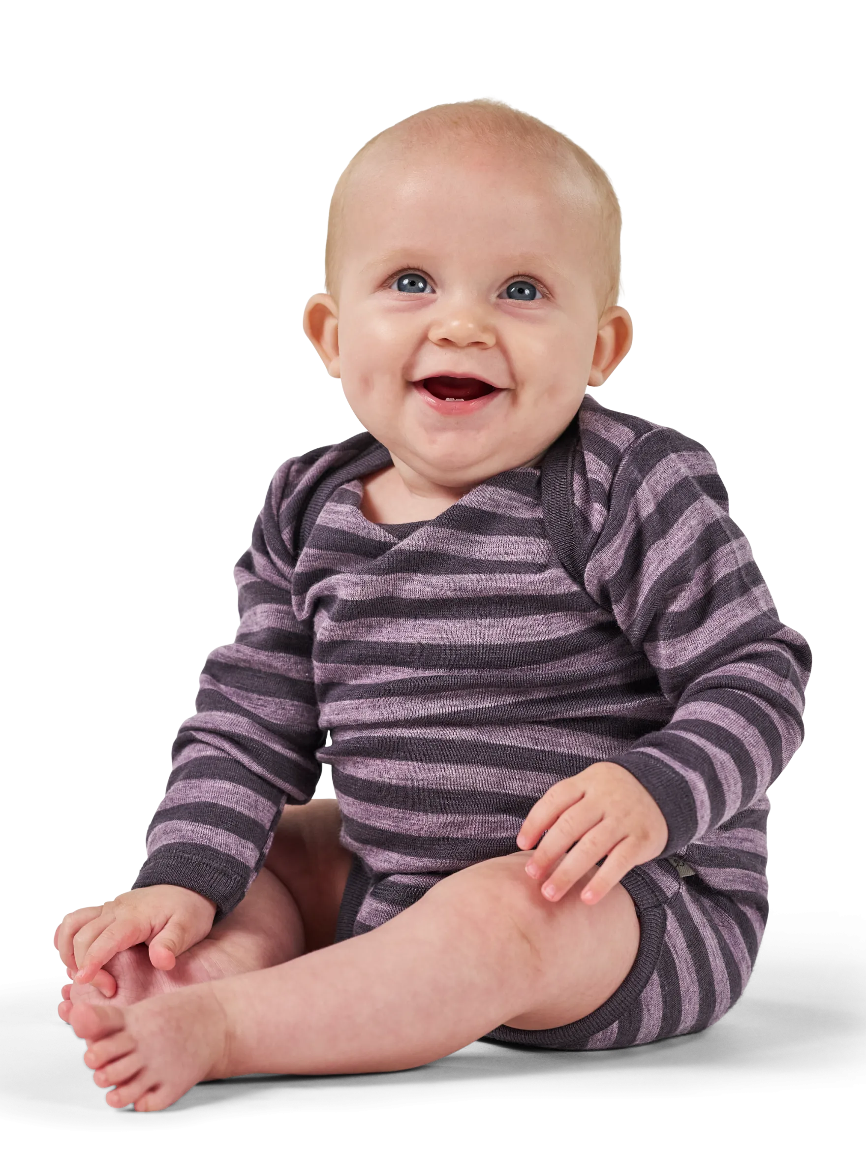 Body med lange ærmer i merinould til baby