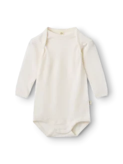 Body med lange ærmer i merinould til baby