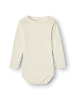 Body med lange ærmer i merinould til baby