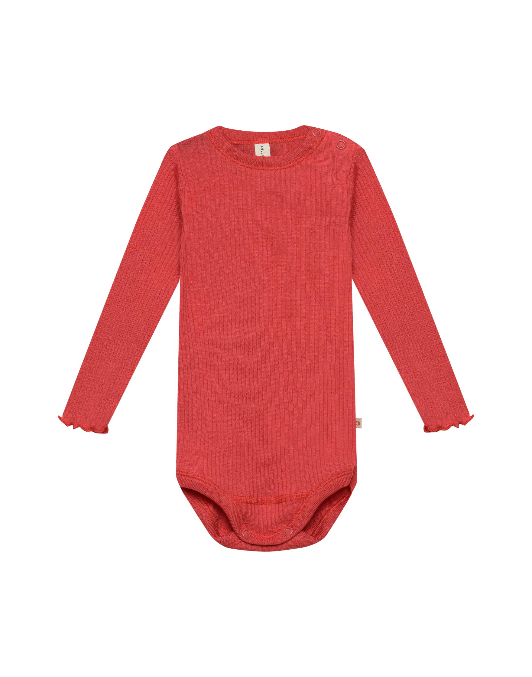 Body med lange ærmer i merinould til baby