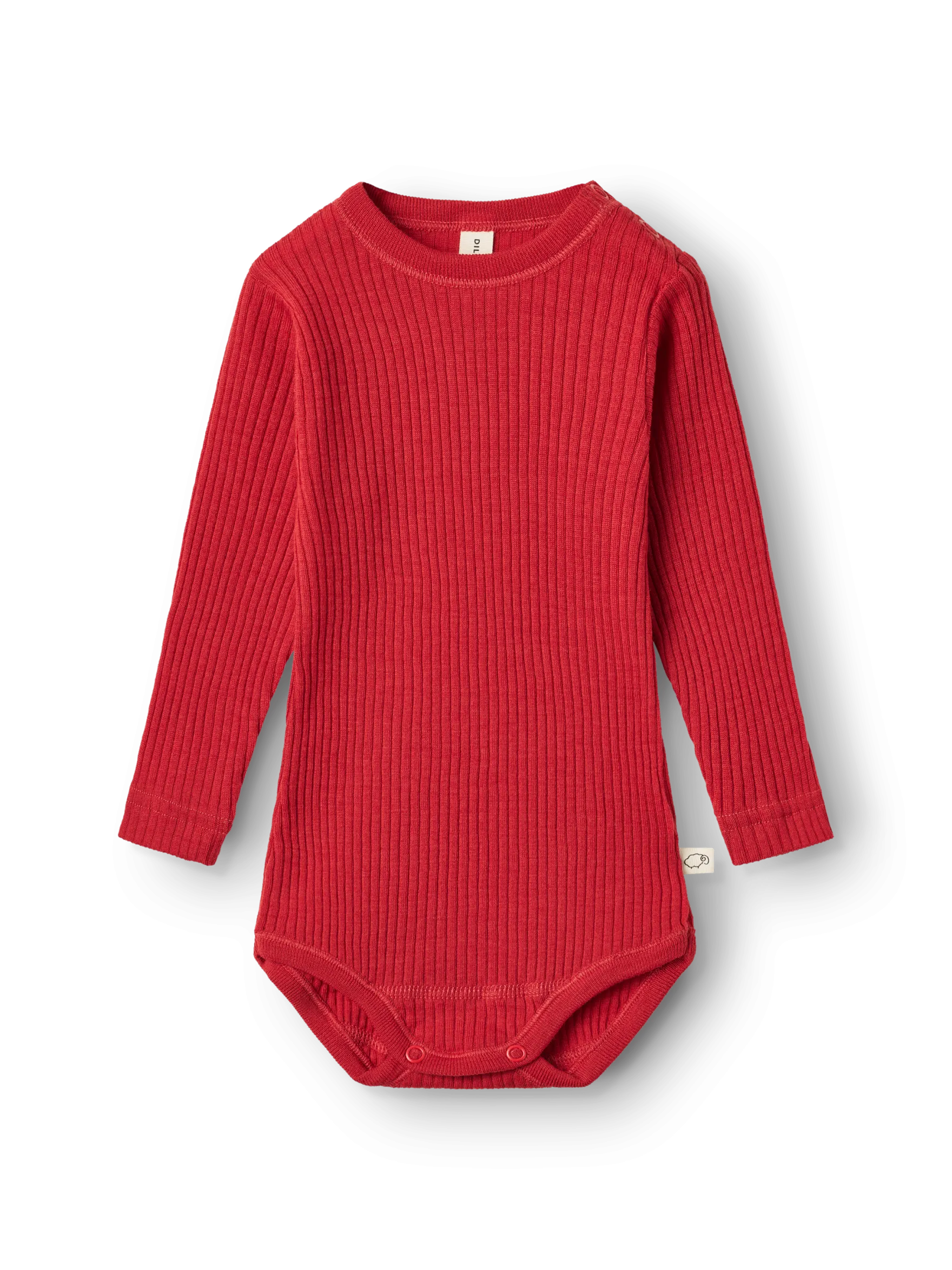 Body med lange ærmer i merinould til baby