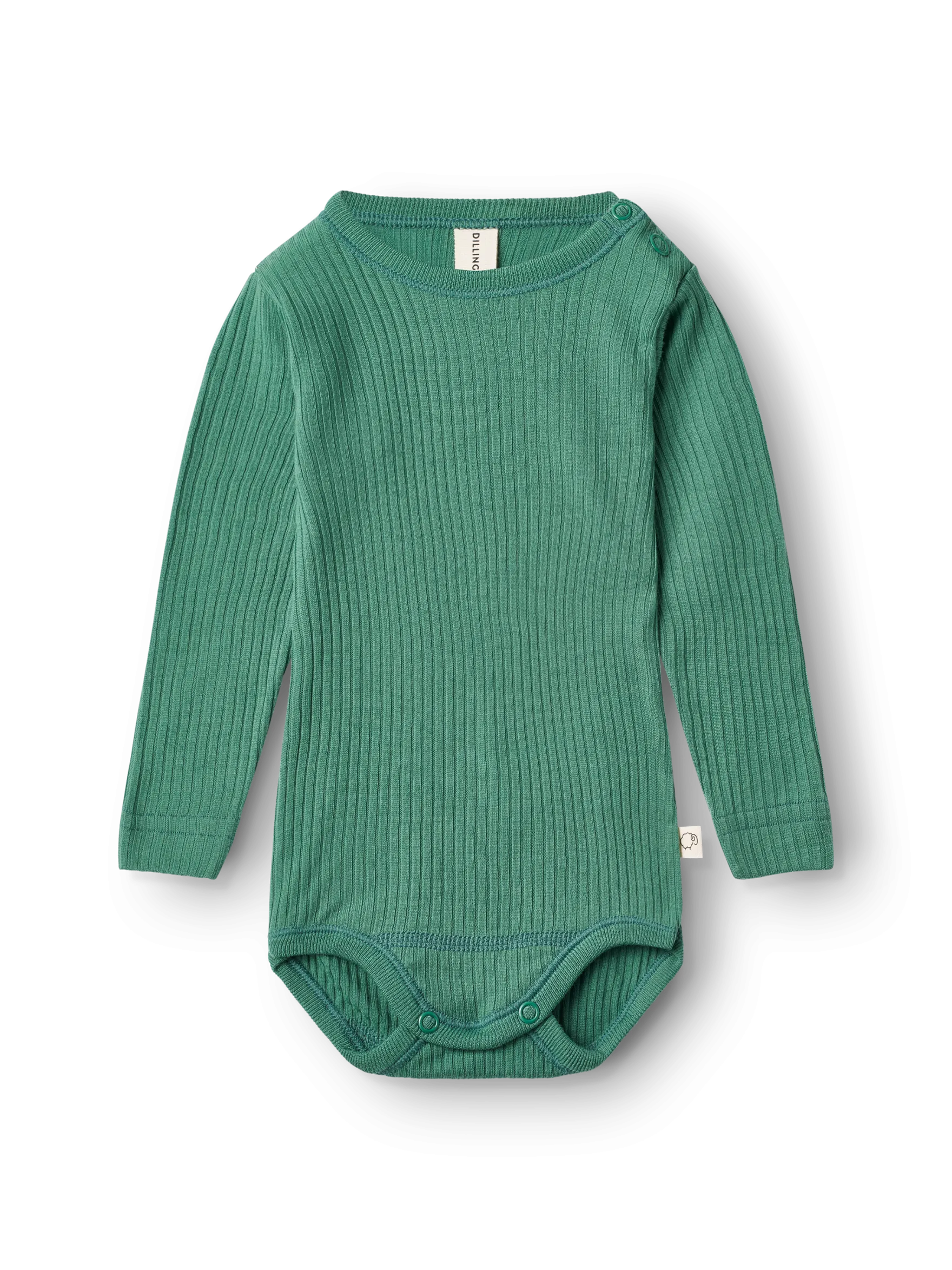 Body med lange ærmer i merinould til baby