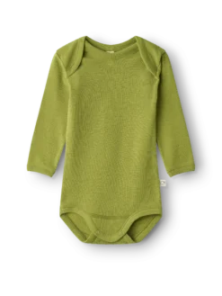 Body med lange ærmer i merinould til baby