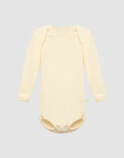Body med lange ærmer i merinould til baby