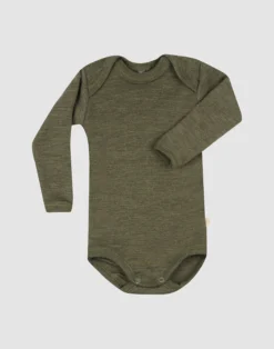 Body med lange ærmer i merinould til baby