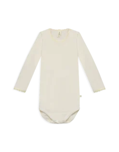 Body med lange ærmer i merinould til baby