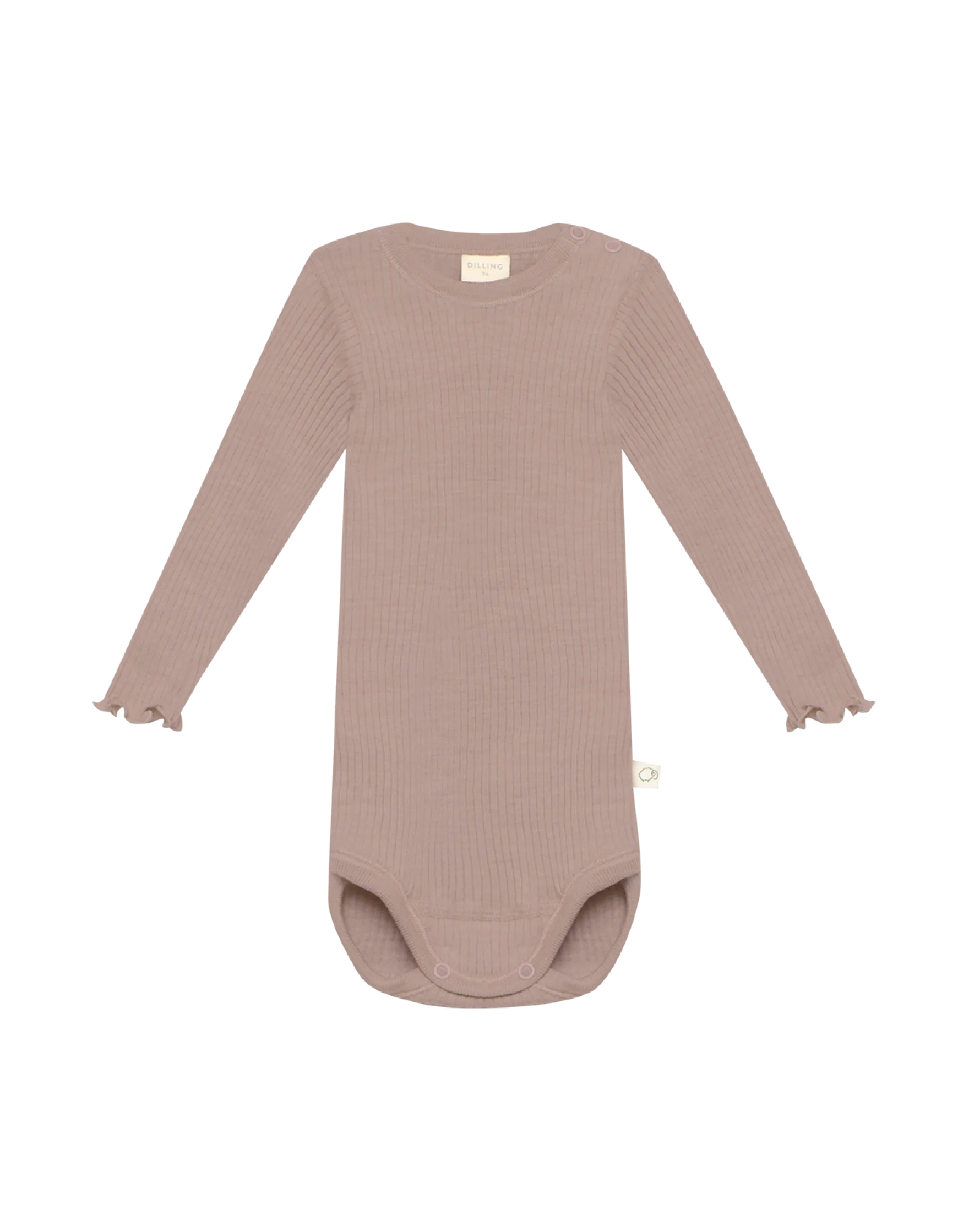 Body med lange ærmer i merinould til baby