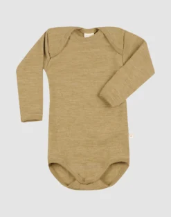 Body med lange ærmer i merinould til baby