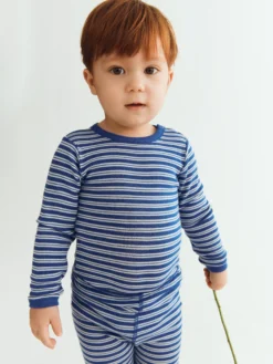 Body med lange ærmer i merinould/silke til baby