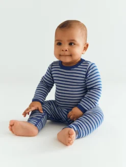 Body med lange ærmer i merinould/silke til baby