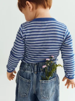 Body med lange ærmer i merinould/silke til baby