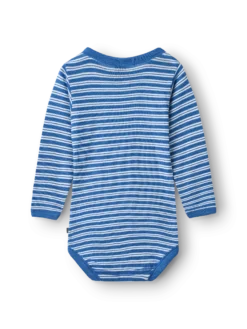 Body med lange ærmer i merinould/silke til baby