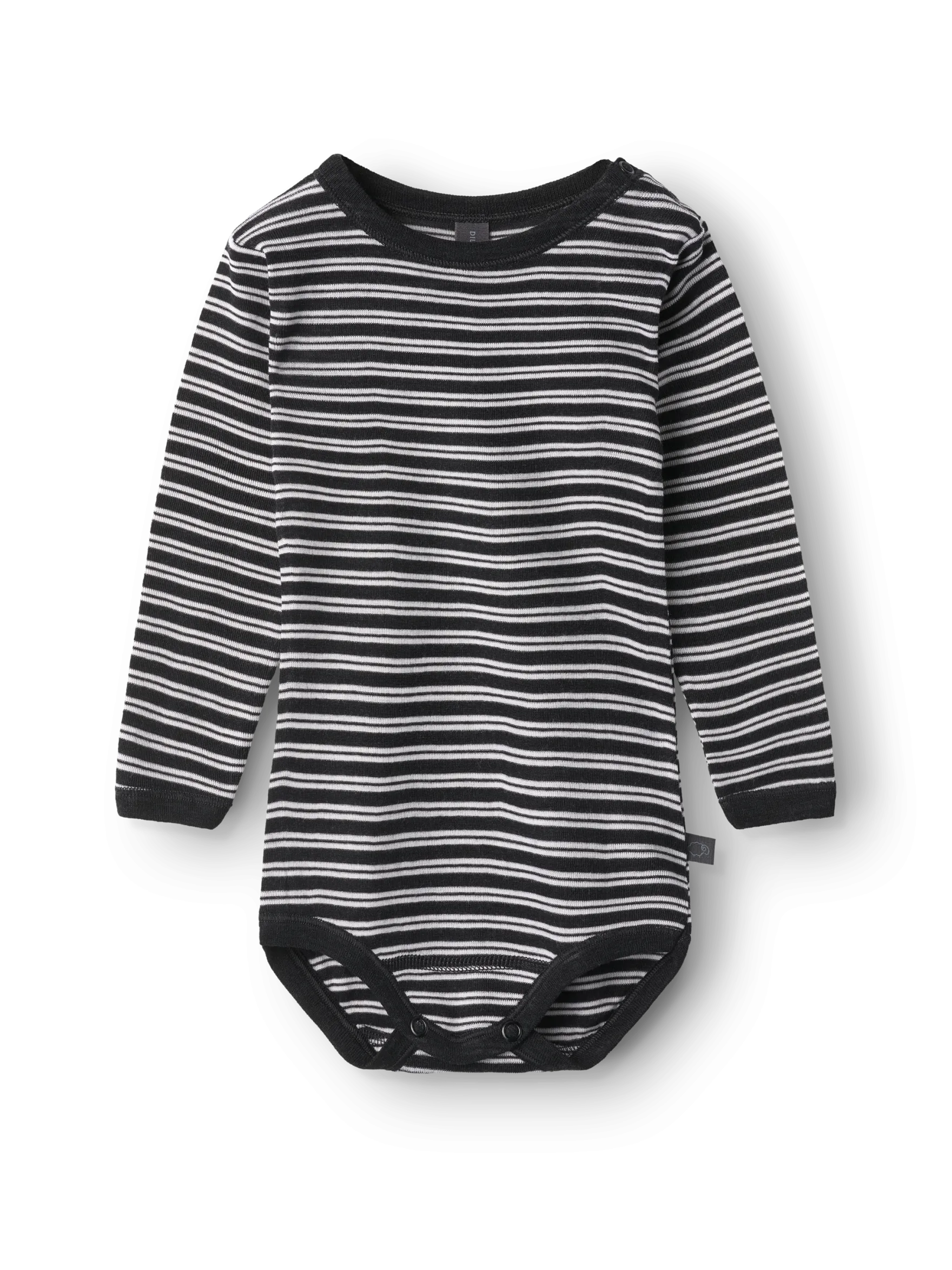 Body med lange ærmer i merinould/silke til baby