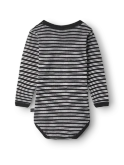 Body med lange ærmer i merinould/silke til baby
